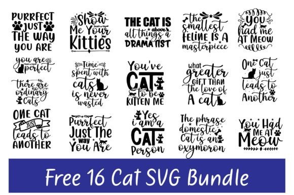 16 Cat SVG Bundle for Embroidery Projects