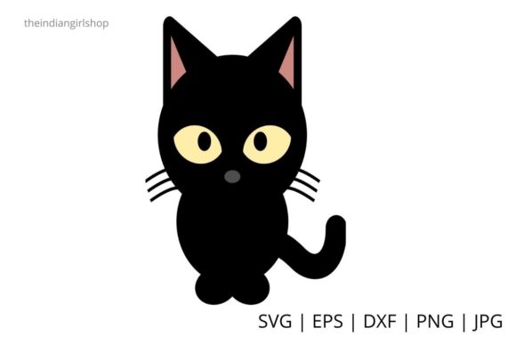 Black Cat Cartoon Clip-Art for Embroidery Projects