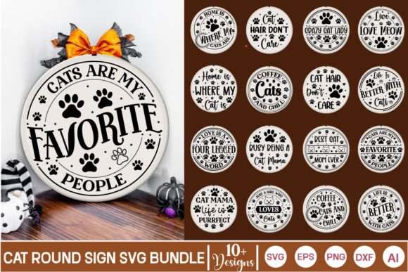 Cat SVG Bundle Round Sign Design Review