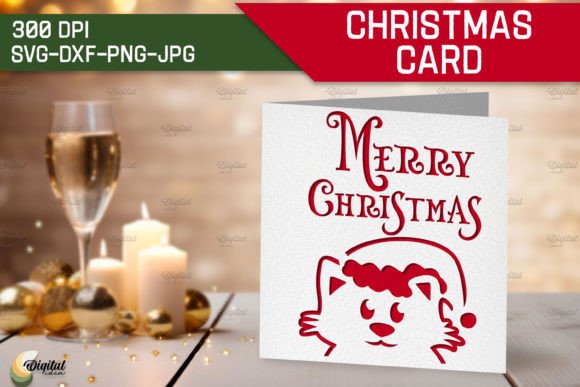 Cat SVG Christmas Card Animal Layered