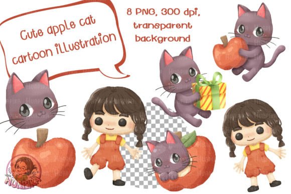 Cute Apple Cat Cartoon Illustration Review