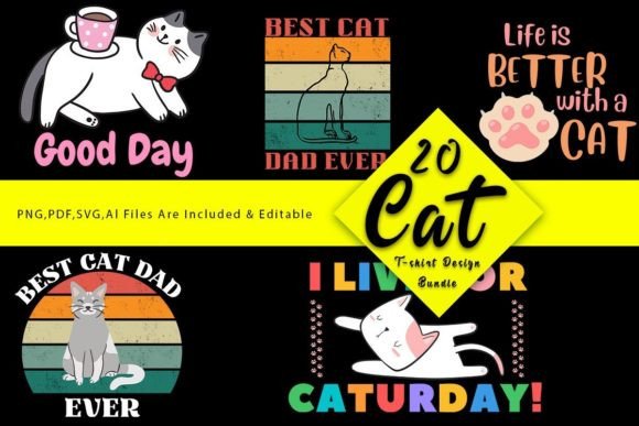 Cute Funny Cat T-Shirt Design Bundle Review