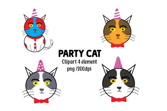 Party Cats Clipart for Embroidery Projects