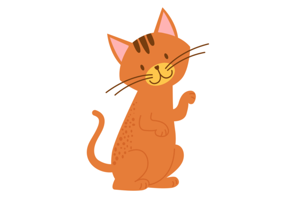 Standing Cat with Raised Paw Red Fur Ki